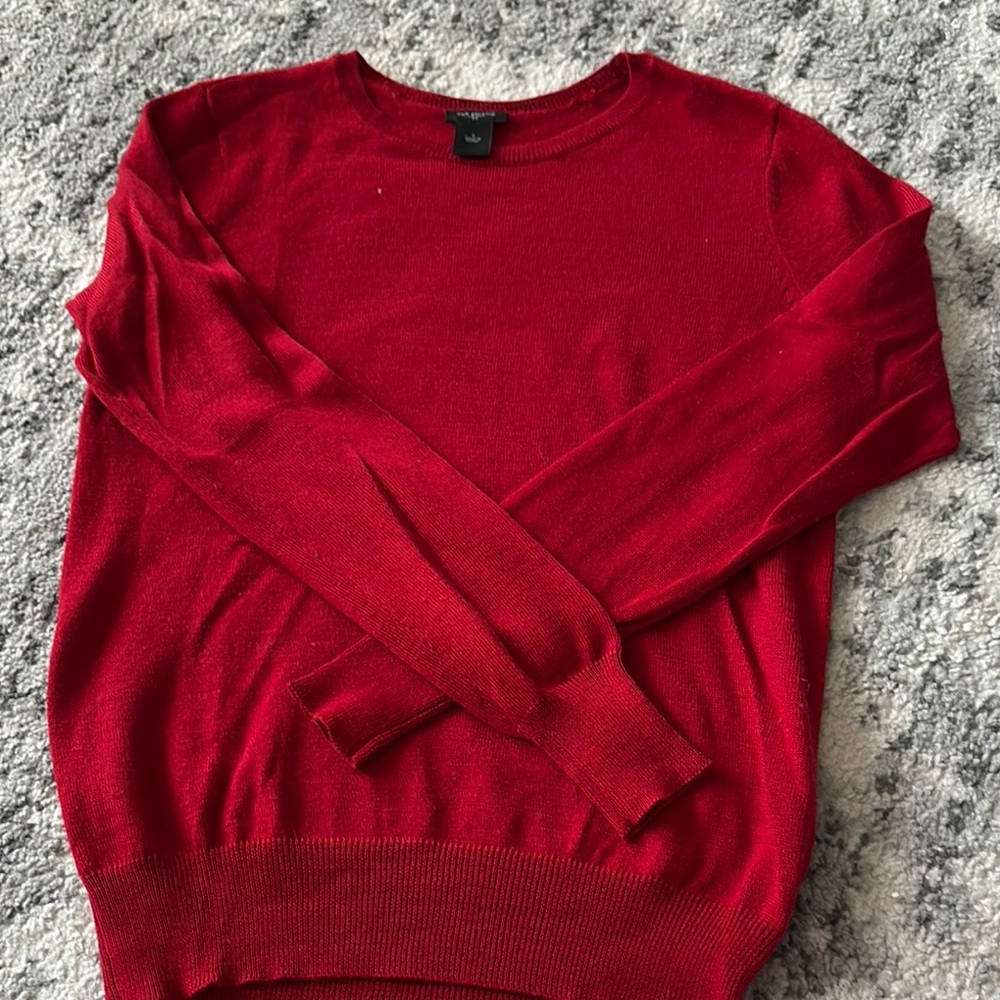 Ann Taylor Red Crew Neck Sweater Soft Knit Timeless Design